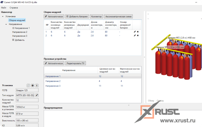 Program Salut. Designing a gas fire extinguishing system