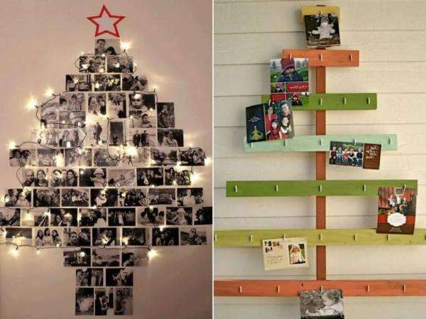 Как украсить стену на Новый год мишурой, бумагой, игрушками, фото, венками