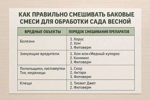 Как правильно смешивать баковые смеси для обработки сада весной
